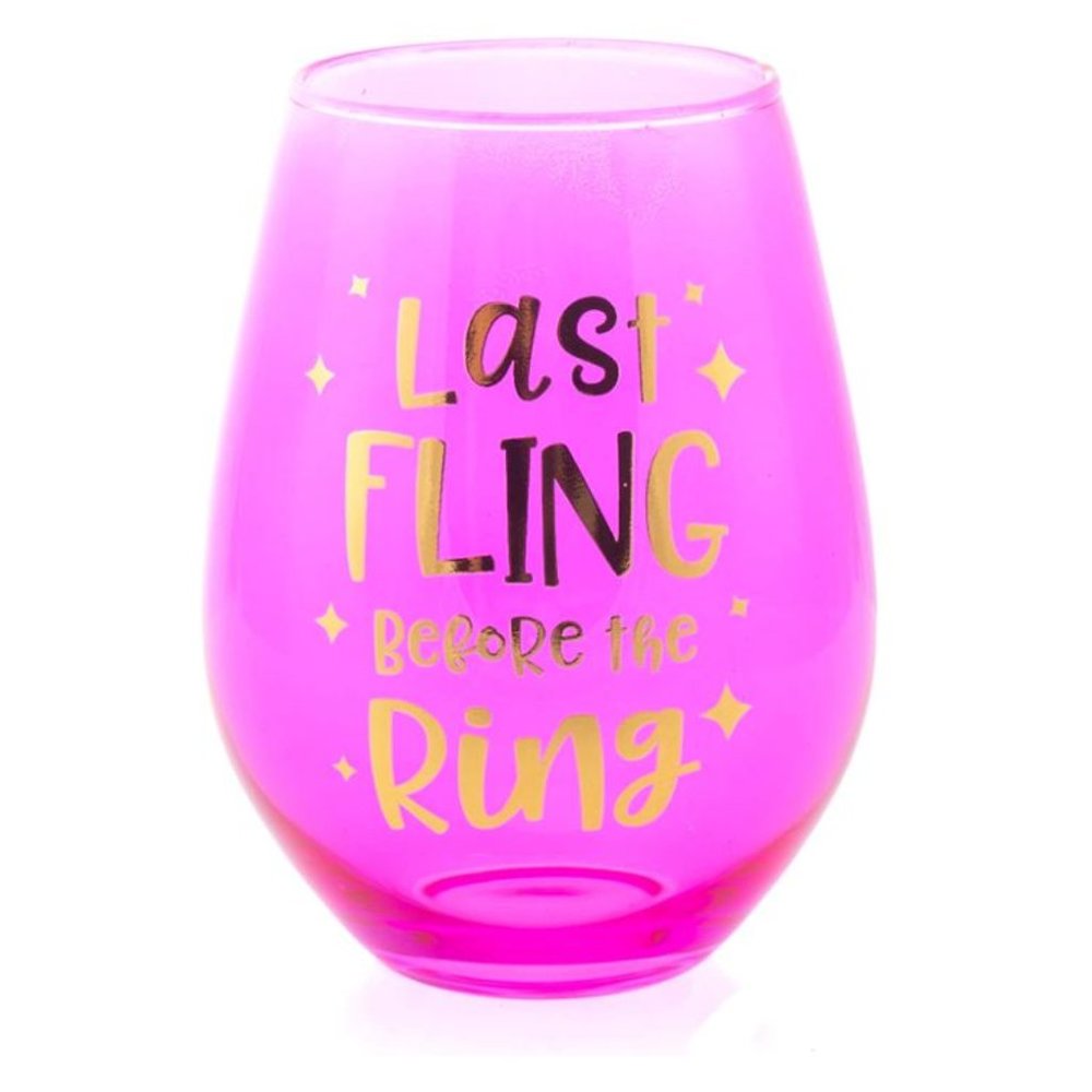 Jumbo Stemless Wine Glass, 30-Ounce, Last Fling Before the Ring Bachelorette NEW
